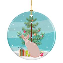 2.8 x 2.8 in. Unisex Sphynx No.2 Cat Merry Christmas Ceramic Ornament