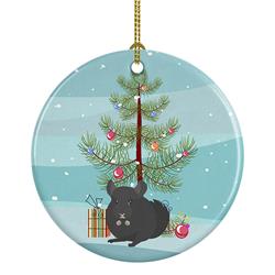 2.8 x 2.8 in. Unisex Charcoal Chinchilla Merry Christmas Ceramic Ornament
