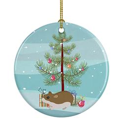 2.8 x 2.8 in. Unisex Chinese Hamster Merry Christmas Ceramic Ornament