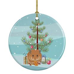 2.8 x 2.8 in. Unisex Teddy Bear Hamster Merry Christmas Ceramic Ornament