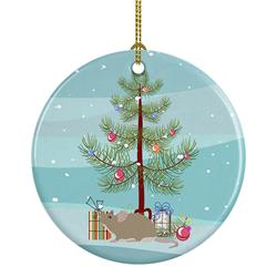 2.8 x 2.8 in. Unisex Grey Domestic Mouse Merry Christmas Ceramic Ornament