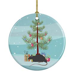 2.8 x 2.8 in. Unisex Black Rat Merry Christmas Ceramic Ornament