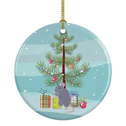 2.8 x 2.8 in. Unisex Blue Rat Merry Christmas Ceramic Ornament