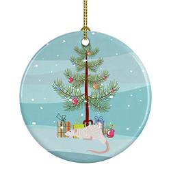 2.8 x 2.8 in. Unisex Dumbo Sphynx Rat Merry Christmas Ceramic Ornament