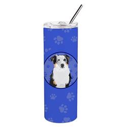 Picture of Carolines Treasures WDK1004TBL20 8.25 x 3 in. Unisex Australian Shepherd Blue Merle No.1 Stainless Steel 20 oz Skinny Tumbler, Blue