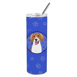 Picture of Carolines Treasures WDK1014TBL20 8.25 x 3 in. Unisex Beagle Red & White Red Ticked No.2 Stainless Steel 20 oz Skinny Tumbler&#44; Blue