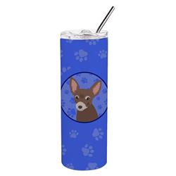 Picture of Carolines Treasures WDK1025TBL20 8.25 x 3 in. Unisex Chihuahua Chocolate No.2 Stainless Steel 20 oz Skinny Tumbler, Blue
