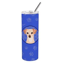Picture of Carolines Treasures WDK1028TBL20 8.25 x 3 in. Unisex Chihuahua Cream Stainless Steel 20 oz Skinny Tumbler, Blue