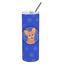 Picture of Carolines Treasures WDK1029TBL20 8.25 x 3 in. Unisex Chihuahua Fawn Stainless Steel 20 oz Skinny Tumbler, Blue