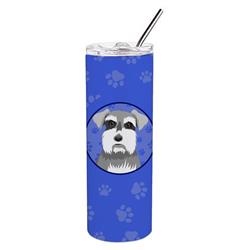 Picture of Carolines Treasures WDK1189TBL20 8.25 x 3 in. Unisex Schnauzer Salt & Pepper No.1 Stainless Steel 20 oz Skinny Tumbler, Blue