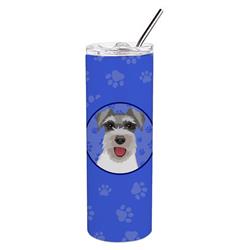 Picture of Carolines Treasures WDK1191TBL20 8.25 x 3 in. Unisex Schnauzer Salt & Pepper No.3 Stainless Steel 20 oz Skinny Tumbler, Blue