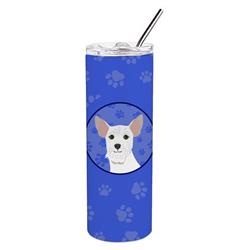 Picture of Carolines Treasures WDK1193TBL20 8.25 x 3 in. Unisex Schnauzer White No.2 Stainless Steel 20 oz Skinny Tumbler, Blue