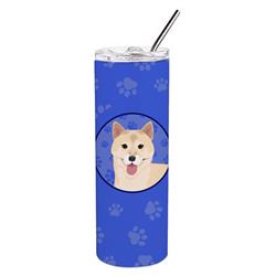 Picture of Carolines Treasures WDK1195TBL20 8.25 x 3 in. Unisex Shiba Inu Cream No.1 Stainless Steel 20 oz Skinny Tumbler, Blue
