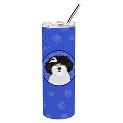 Picture of Carolines Treasures WDK1199TBL20 8.25 x 3 in. Unisex Shih-Tzu Black & White No.1 Stainless Steel 20 oz Skinny Tumbler, Blue