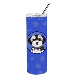 Picture of Carolines Treasures WDK1200TBL20 8.25 x 3 in. Unisex Shih-Tzu Black & White No.2 Stainless Steel 20 oz Skinny Tumbler, Blue
