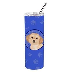 Picture of Carolines Treasures WDK1204TBL20 8.25 x 3 in. Unisex Shih-Tzu Gold No.1 Stainless Steel 20 oz Skinny Tumbler, Blue