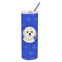 Picture of Carolines Treasures WDK1206TBL20 8.25 x 3 in. Unisex Shih-Tzu Gold No.3 Stainless Steel 20 oz Skinny Tumbler, Blue