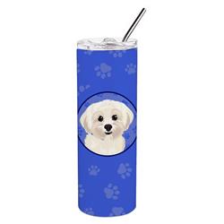 Picture of Carolines Treasures WDK1207TBL20 8.25 x 3 in. Unisex Shih-Tzu Gold No.4 Stainless Steel 20 oz Skinny Tumbler, Blue