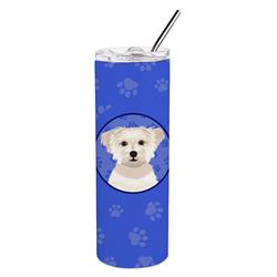 Picture of Carolines Treasures WDK1209TBL20 8.25 x 3 in. Unisex Shih-Tzu Gold No.6 Stainless Steel 20 oz Skinny Tumbler, Blue