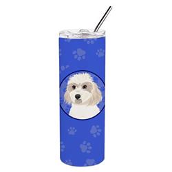 Picture of Carolines Treasures WDK1210TBL20 8.25 x 3 in. Unisex Shih-Tzu Gold No.7 Stainless Steel 20 oz Skinny Tumbler, Blue