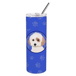 Picture of Carolines Treasures WDK1216TBL20 8.25 x 3 in. Unisex Shih-Tzu White & Red Stainless Steel 20 oz Skinny Tumbler, Blue