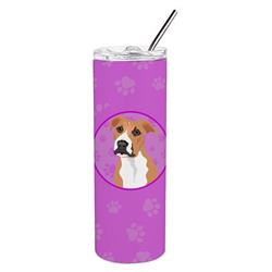 Picture of Carolines Treasures WDK1377TBL20 8.25 x 3 in. Unisex Pit Bull Fawn No.3 Stainless Steel 20 oz Skinny Tumbler, Pink