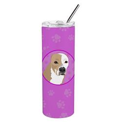 Picture of Carolines Treasures WDK1378TBL20 8.25 x 3 in. Unisex Pit Bull Fawn No.4 Stainless Steel 20 oz Skinny Tumbler, Pink