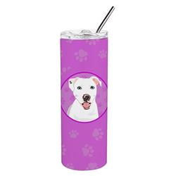Picture of Carolines Treasures WDK1380TBL20 8.25 x 3 in. Unisex Pit Bull White No.1 Stainless Steel 20 oz Skinny Tumbler, Pink