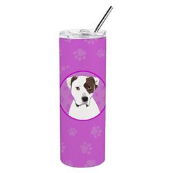 Picture of Carolines Treasures WDK1381TBL20 8.25 x 3 in. Unisex Pit Bull White No.3 Stainless Steel 20 oz Skinny Tumbler, Pink