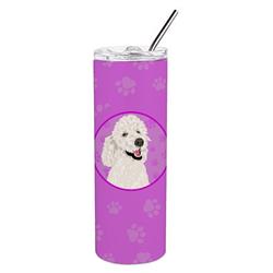 Picture of Carolines Treasures WDK1388TBL20 8.25 x 3 in. Unisex Poodle Standard White Stainless Steel 20 oz Skinny Tumbler, Pink