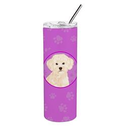 Picture of Carolines Treasures WDK1392TBL20 8.25 x 3 in. Unisex Poodle Toy Cream Stainless Steel 20 oz Skinny Tumbler, Pink