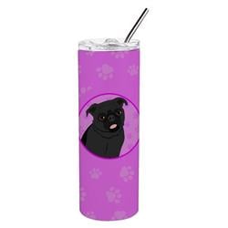Picture of Carolines Treasures WDK1396TBL20 8.25 x 3 in. Unisex Pug Black No.1 Stainless Steel 20 oz Skinny Tumbler, Pink