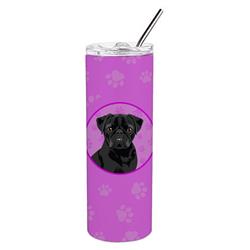 Picture of Carolines Treasures WDK1397TBL20 8.25 x 3 in. Unisex Pug Black No.2 Stainless Steel 20 oz Skinny Tumbler, Pink
