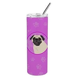 Picture of Carolines Treasures WDK1399TBL20 8.25 x 3 in. Unisex Pug Fawn No.2 Stainless Steel 20 oz Skinny Tumbler, Pink