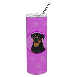 Picture of Carolines Treasures WDK1402TBL20 8.25 x 3 in. Unisex Rottweiler Black & Mahogany Stainless Steel 20 oz Skinny Tumbler, Pink