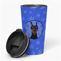 Picture of Carolines Treasures WDK1043TBL215 7.25 x 3.5 in. Unisex Doberman Pinscher Black Cropped Ears Stainless Steel 16 oz Tumbler, Blue