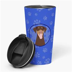 Picture of Carolines Treasures WDK1044TBL215 7.25 x 3.5 in. Unisex Doberman Pinscher Red & Rust Natural Ears No.1 Stainless Steel 16 oz Tumbler&#44; Blue