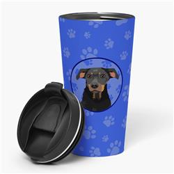 Picture of Carolines Treasures WDK1182TBL215 7.25 x 3.5 in. Unisex Rottweiler Black & Tan No.5 Stainless Steel 16 oz Tumbler, Blue