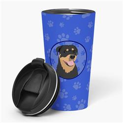 Picture of Carolines Treasures WDK1184TBL215 7.25 x 3.5 in. Unisex Rottweiler Black & Tan No.7 Stainless Steel 16 oz Tumbler, Blue