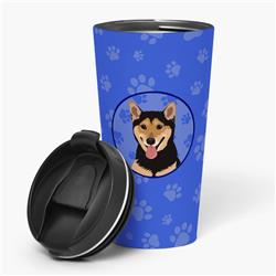 Picture of Carolines Treasures WDK1194TBL215 7.25 x 3.5 in. Unisex Shiba Inu Black & Tan Stainless Steel 16 oz Tumbler, Blue