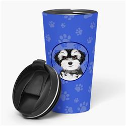 Picture of Carolines Treasures WDK1200TBL215 7.25 x 3.5 in. Unisex Shih-Tzu Black & White No.2 Stainless Steel 16 oz Tumbler, Blue