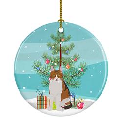 2.8 x 2.8 in. Unisex Aegean Cat Merry Christmas Ceramic Ornament