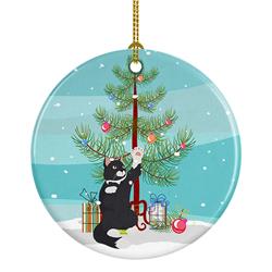 2.8 x 2.8 in. Unisex American Polydactyl Cat Merry Christmas Ceramic Ornament