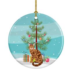 2.8 x 2.8 in. Unisex Bengal Cat Merry Christmas Ceramic Ornament