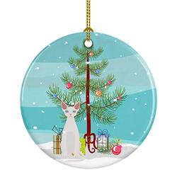 2.8 x 2.8 in. Unisex Devon Rex No.2 Cat Merry Christmas Ceramic Ornament