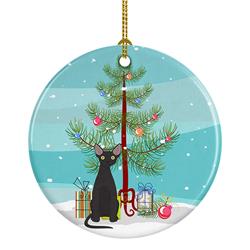 2.8 x 2.8 in. Unisex Devon Rex No.3 Cat Merry Christmas Ceramic Ornament
