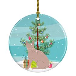2.8 x 2.8 in. Unisex Don Sphynx Cat Merry Christmas Ceramic Ornament