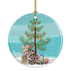 2.8 x 2.8 in. Unisex Foldex Exotic Fold Cat Merry Christmas Ceramic Ornament