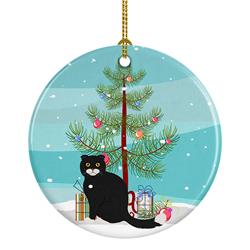 2.8 x 2.8 in. Unisex Foldex Exotic Fold No.2 Cat Merry Christmas Ceramic Ornament