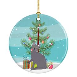 2.8 x 2.8 in. Unisex Korat Cat Merry Christmas Ceramic Ornament